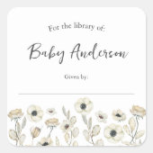 Sticker Carré Plaque blanche baby shower Floral (Devant)