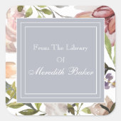 Sticker Carré Plaque botanique florale Pastel (Devant)