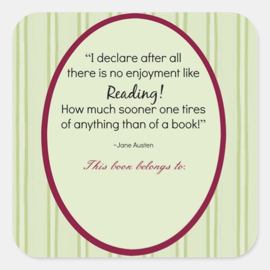 Sticker Carré Plaque Customisée Jane Austen (Devant)