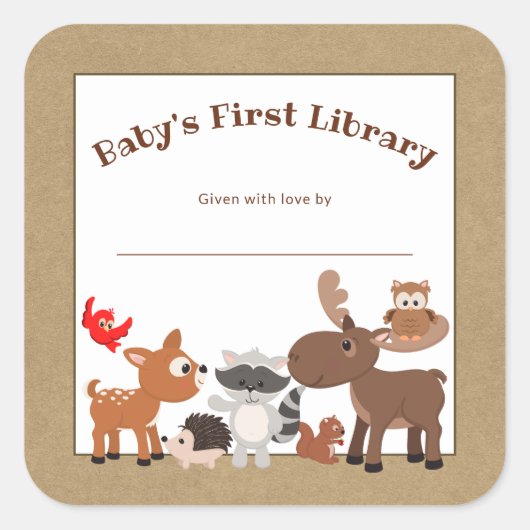 Sticker Carré Plaque d'animal rustique en bois, plaque d'immatri (Devant)