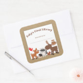 Sticker Carré Plaque d'animal rustique en bois, plaque d'immatri (Enveloppe)