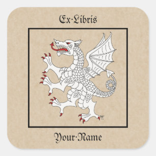 Sticker Carré Plaque d'argents Dragon Rampant