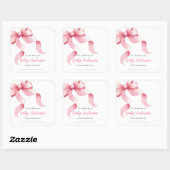 Sticker Carré Plaque de Baby shower à coquette rose (Feuille)