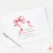 Sticker Carré Plaque de Baby shower à coquette rose (Enveloppe)