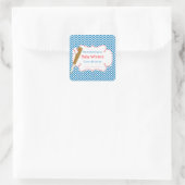 Sticker Carré Plaque de Baby shower de baseball bleu/blanc Chevr (Sac)