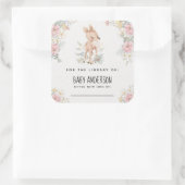 Sticker Carré Plaque de Baby shower de cerfs de bois (Sac)