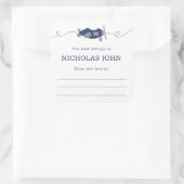 Sticker Carré Plaque de Baby shower de l'avion Monogram (Sac)