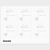 Sticker Carré Plaque de baby shower de l'oie animale (Feuille)