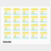 Sticker Carré Plaque de Baby shower de poussette bleu et jaune (Feuille)