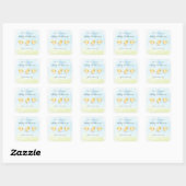 Sticker Carré Plaque de baby shower de poussins d'aquarelle (Feuille)