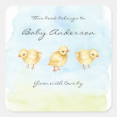 Sticker Carré Plaque de baby shower de poussins d'aquarelle (Devant)