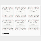 Sticker Carré Plaque de baby shower florale rose vif (Feuille)