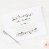 Sticker Carré Plaque de baby shower florale rose vif (Enveloppe)