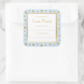 Sticker Carré Plaque de baby shower garçon étoilée bleue (Sac)