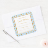 Sticker Carré Plaque de baby shower garçon étoilée bleue (Enveloppe)
