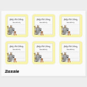 Sticker Carré Plaque de baby shower Jungle Animaux, apporter un  (Feuille)