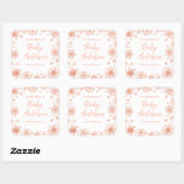 Sticker Carré Plaque de Baby shower rose Gold Snowflakes (Feuille)