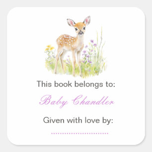 Sticker Carré Plaque de Baby shower Spring Deer