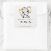 Sticker Carré Plaque de Baby shower Sunflower Elephant (Sac)