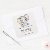 Sticker Carré Plaque de Baby shower Sunflower Elephant (Enveloppe)