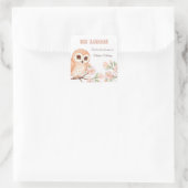 Sticker Carré Plaque de bibliothèque de Owls and Cherry Blossoms (Sac)