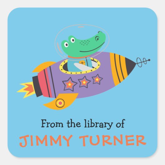 Sticker Carré Plaque de bibliothèque Space Rocket (Devant)
