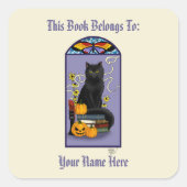 Sticker Carré Plaque de chat noire Art Nouveau (Devant)