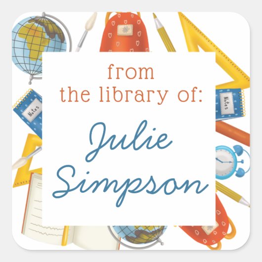 Sticker Carré Plaque de classe de l'enseignant (Devant)