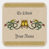 Sticker Carré Plaque de conception Lion médiévale (Devant)