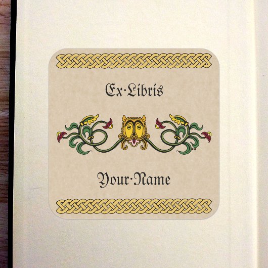 Sticker Carré Plaque de conception Lion médiévale