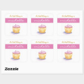 Sticker Carré Plaque de cupcake rose (Feuille)