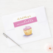 Sticker Carré Plaque de cupcake rose (Enveloppe)
