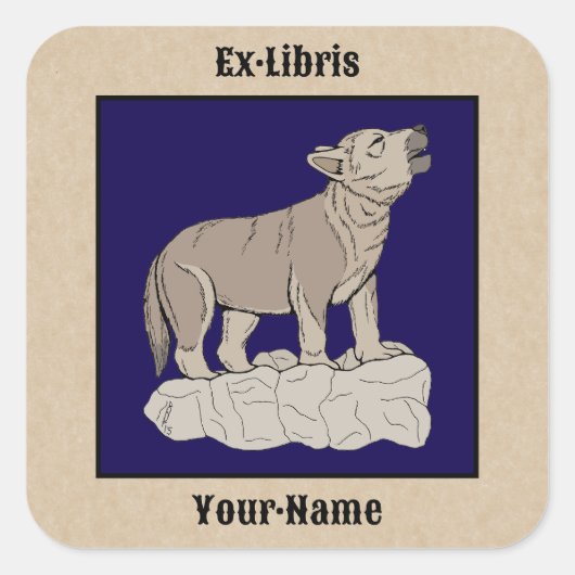 Sticker Carré Plaque de hurlement Wolf Pup (Devant)