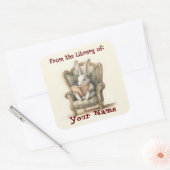 Sticker Carré Plaque de lecture de lapin (Enveloppe)