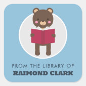 Sticker Carré Plaque de lecture de l'ours (Devant)