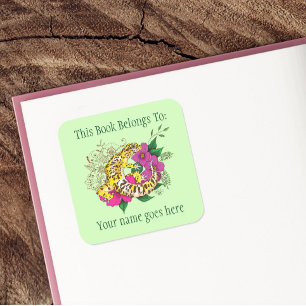 Sticker Carré Plaque de livre vert Leopard Yellow Gecko