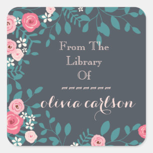 Sticker Carré Plaque de livres Fleurs à ressort rose