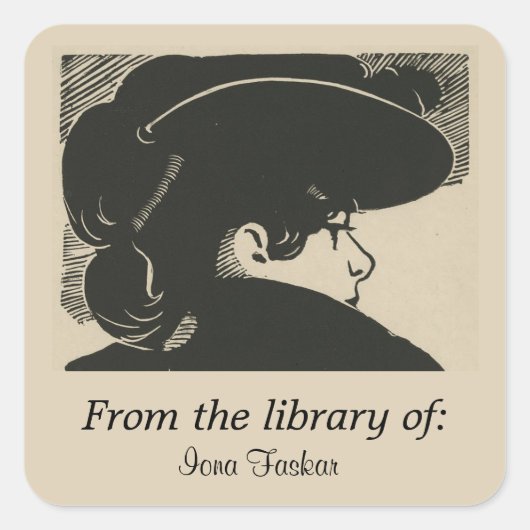 Sticker Carré Plaque de profil féminin à la mode modifiable (Devant)