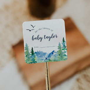 Sticker Carré Plaque de réservation Baby shower Rocky Mountain