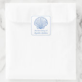 Sticker Carré Plaque de réservation Coastal Preppy Blue and Whit (Sac)