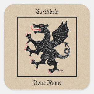 Sticker Carré Plaque de réservation Dragon Rampant Sable