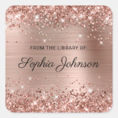 Sticker Carré Plaque de script élégante Glittery Rose Gold Foil (Devant)