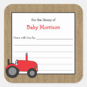 Sticker Carré Plaque de tracteur rouge rustique (Devant)