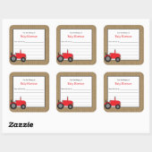 Sticker Carré Plaque de tracteur rouge rustique (Feuille)