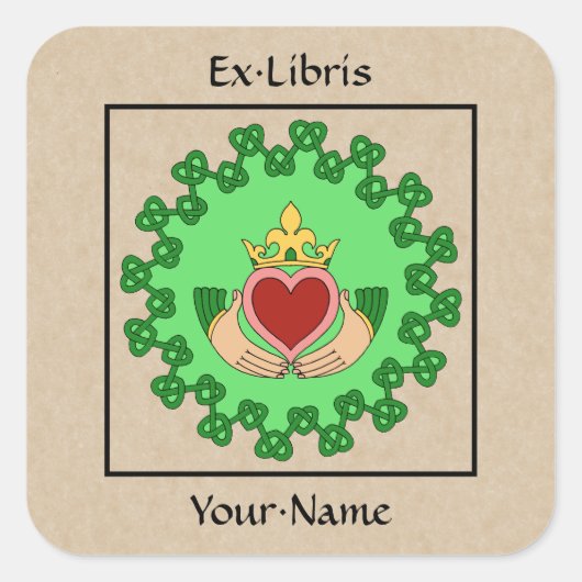 Sticker Carré Plaque de travail Claddagh et Green (Devant)