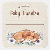 Sticker Carré Plaque d'enfant personnalisée, cerf de bois (Devant)