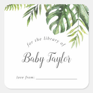 Sticker Carré Plaque d'enregistrement Wild Tropical Palm Baby sh