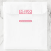 Sticker Carré Plaque d'inscription rose "Hello" (Sac)