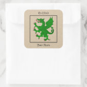 Sticker Carré Plaque Dragon Rampant Vert (Sac)