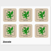 Sticker Carré Plaque Dragon Rampant Vert (Feuille)